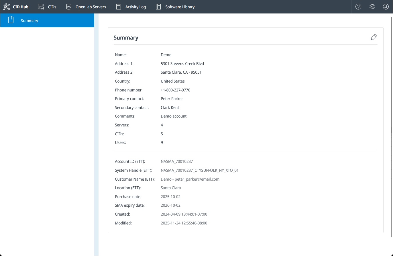 Account Summary Page