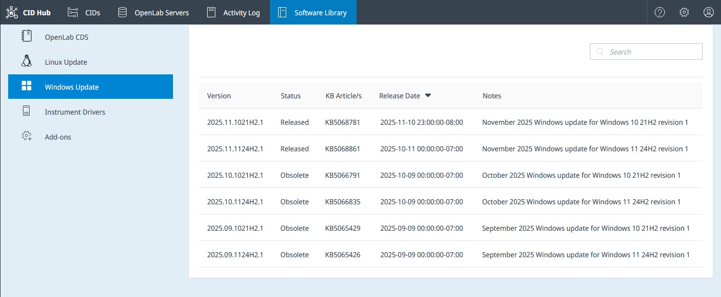 Software Library OS Updates